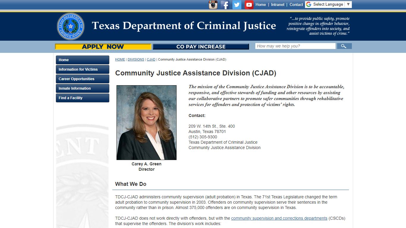 Community Justice Assistance Division (CJAD) - Texas Department of ...