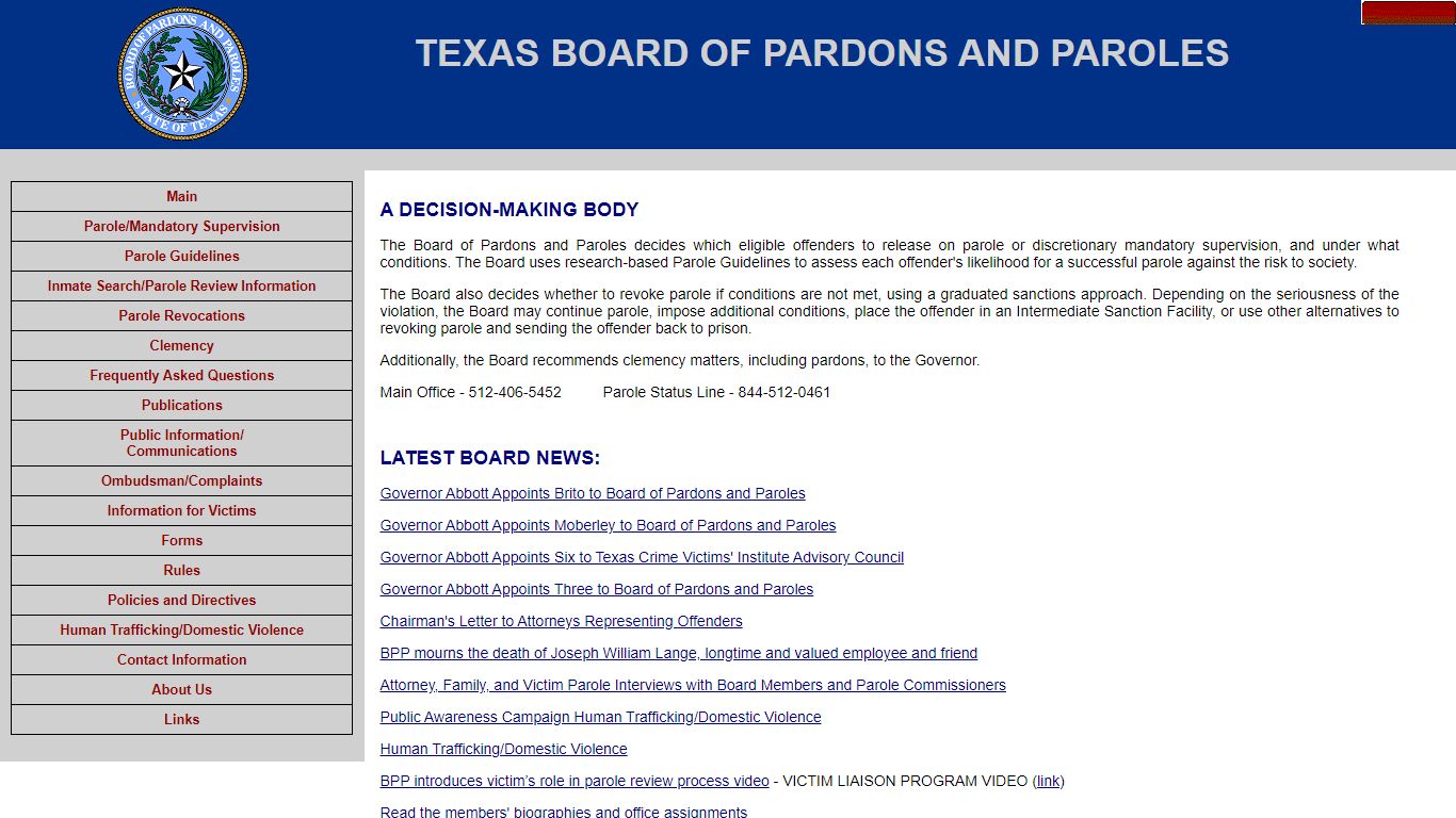 Texas Board of Pardons and Paroles Home Page